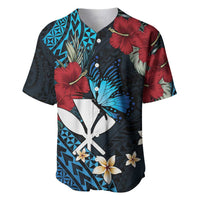 Hawaii Butterfly Baseball Jersey Kanaka Maoli Mix Hibiscus DT04 Black - Polynesian Pride
