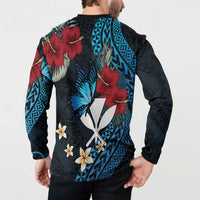 Hawaii Butterfly Button Sweatshirt Kanaka Maoli Mix Hibiscus DT04 - Polynesian Pride
