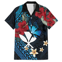Hawaii Butterfly Family Matching Off The Shoulder Long Sleeve Dress and Hawaiian Shirt Kanaka Maoli Mix Hibiscus