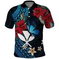 Hawaii Butterfly Polo Shirt Kanaka Maoli Mix Hibiscus