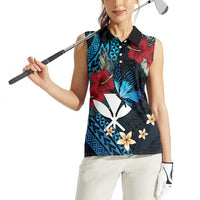 Hawaii Butterfly Women Sleeveless Polo Shirt Kanaka Maoli Mix Hibiscus DT04 - Polynesian Pride