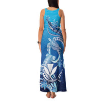 Hawaii Family Matching Tank Maxi Dress and Hawaiian Shirt Turtle With Hammerhead Shark Oceanic
