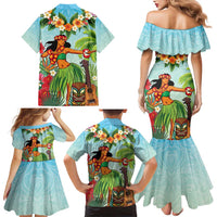 Hawaii Lei Day Family Matching Mermaid Dress and Hawaiian Shirt Hula Girl With Tropical Forest DT04 - Polynesian Pride