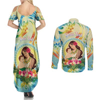 Personalised Hawaii Mother's Day Couples Matching Summer Maxi Dress and Long Sleeve Button Shirt I Love You Mom DT04 - Polynesian Pride