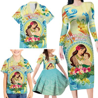 Personalised Hawaii Mother's Day Family Matching Long Sleeve Bodycon Dress and Hawaiian Shirt I Love You Mom DT04 - Polynesian Pride