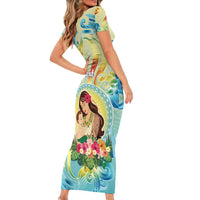 Personalised Hawaii Mother's Day Family Matching Short Sleeve Bodycon Dress and Hawaiian Shirt I Love You Mom DT04 - Polynesian Pride