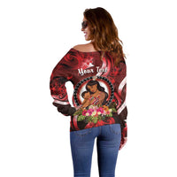 Personalised New Zealand Mother's Day Off Shoulder Sweater I Love You Mom DT04 - Polynesian Pride