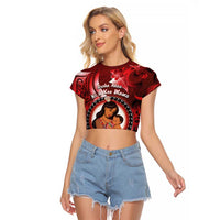 Personalised New Zealand Mother's Day Raglan Cropped T Shirt I Love You Mom DT04 Female Red - Polynesian Pride
