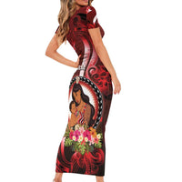 Personalised New Zealand Mother's Day Short Sleeve Bodycon Dress I Love You Mom