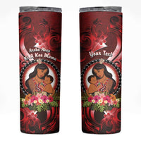 Personalised New Zealand Mother's Day Skinny Tumbler I Love You Mom DT04 Red - Polynesian Pride