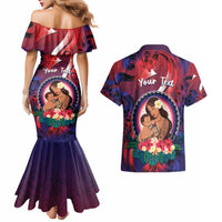Personalised Samoa Mother's Day Couples Matching Mermaid Dress and Hawaiian Shirt I Love You Mom