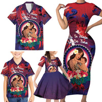 Personalised Samoa Mother's Day Family Matching Short Sleeve Bodycon Dress and Hawaiian Shirt I Love You Mom