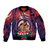 Personalised Samoa Mother's Day Sleeve Zip Bomber Jacket I Love You Mom DT04 Unisex Red - Polynesian Pride