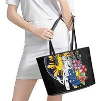 Filipinos Lapu-Lapu Hero Philippines Leather Tote Bag Hibiscus Flowers Style