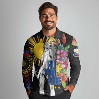Filipinos Lapu-Lapu Hero Philippines Long Sleeve Polo Shirt Hibiscus Flowers Style