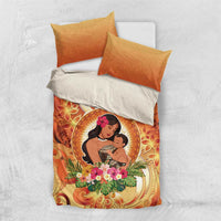 Tonga Mother's Day Bedding Set I Love You Mom DT04 US Twin 172cm x 218cm Orange - Polynesian Pride