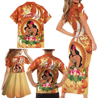 Personalised Tonga Mother's Day Family Matching Short Sleeve Bodycon Dress and Hawaiian Shirt I Love You Mom
