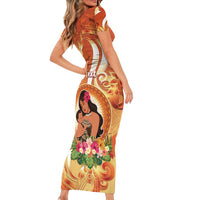 Personalised Tonga Mother's Day Family Matching Short Sleeve Bodycon Dress and Hawaiian Shirt I Love You Mom