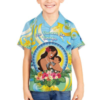 Personalised Fiji Mother's Day Family Matching Short Sleeve Bodycon Dress and Hawaiian Shirt I Love You Mom