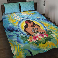 Fiji Mother's Day Quilt Bed Set I Love You Mom DT04 Blue - Polynesian Pride