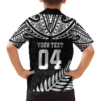 Custom New Zealand Rugby Family Matching Off Shoulder Maxi Dress and Hawaiian Shirt Silver Fern Maori Pattern DT04 - Polynesian Pride