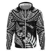 Custom New Zealand Rugby Hoodie Silver Fern Maori Pattern