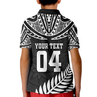 Custom New Zealand Rugby Kid Polo Shirt Silver Fern Maori Pattern