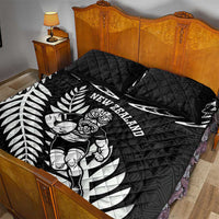 New Zealand Rugby Quilt Bed Set Silver Fern Maori Pattern
