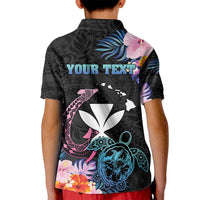 Personalised Hawaii Kid Polo Shirt Kanaka Maoli With Fish Hook