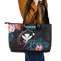 Hawaii Leather Tote Bag Kanaka Maoli With Fish Hook DT04 - Polynesian Pride