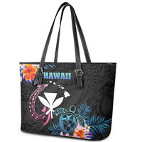Hawaii Leather Tote Bag Kanaka Maoli With Fish Hook DT04 - Polynesian Pride
