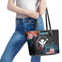 Hawaii Leather Tote Bag Kanaka Maoli With Fish Hook DT04 - Polynesian Pride