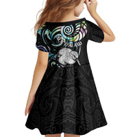 New Zealand Kiwi Bird Family Matching Off The Shoulder Long Sleeve Dress and Hawaiian Shirt Silver Fern Koru Paua Shell