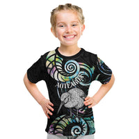 New Zealand Kiwi Bird Kid T Shirt Silver Fern Koru Paua Shell