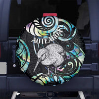 New Zealand Kiwi Bird Spare Tire Cover Silver Fern Koru Paua Shell
