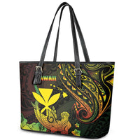 Hawaii Leather Tote Bag Kanaka Maoli With Hammerhead Shark DT04 - Polynesian Pride