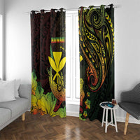 Hawaii Window Curtain Kanaka Maoli With Hammerhead Shark DT04 With Grommets Black - Polynesian Pride