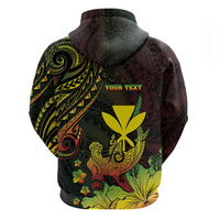 Personalised Hawaii Zip Hoodie Kanaka Maoli With Hammerhead Shark