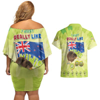New Zealand Kiwi Couples Matching Off Shoulder Short Dress and Hawaiian Shirt I Just Really Like Kiwis DT04 - Polynesian Pride