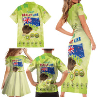 New Zealand Kiwi Family Matching Short Sleeve Bodycon Dress and Hawaiian Shirt I Just Really Like Kiwis DT04 - Polynesian Pride