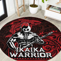 Hawaii Ikaika Warrior Round Carpet Hawaiian Tribal Tattoo DT04 Red - Polynesian Pride