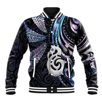New Zealand Aotearoa Baseball Jacket Maori Hei Manaia Purple Paua Shell