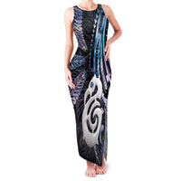 New Zealand Aotearoa Family Matching Tank Maxi Dress and Hawaiian Shirt Maori Hei Manaia Purple Paua Shell DT04 Mom's Dress Purple - Polynesian Pride