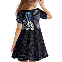 New Zealand Aotearoa Kid Short Sleeve Dress Maori Hei Manaia Purple Paua Shell DT04 - Polynesian Pride