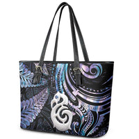 New Zealand Aotearoa Leather Tote Bag Maori Hei Manaia Purple Paua Shell DT04 - Polynesian Pride