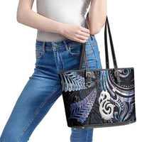 New Zealand Aotearoa Leather Tote Bag Maori Hei Manaia Purple Paua Shell DT04 - Polynesian Pride