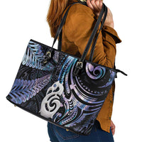 New Zealand Aotearoa Leather Tote Bag Maori Hei Manaia Purple Paua Shell DT04 - Polynesian Pride
