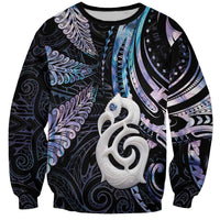 New Zealand Aotearoa Sweatshirt Maori Hei Manaia Purple Paua Shell