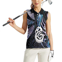 New Zealand Aotearoa Women Sleeveless Polo Shirt Maori Hei Manaia Purple Paua Shell