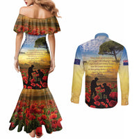 New Zealand ANZAC Day Couples Matching Mermaid Dress and Long Sleeve Button Shirt The Ode Remembrance And Poppy